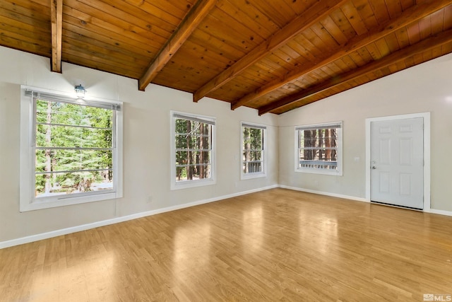 40 Shay Creek Rd, Markleeville, CA 96120 - unfurnished living room featuring light wood finished floors, baseboards, and wooden ceiling