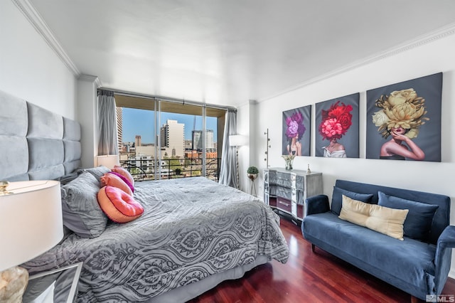 280 Island Ave Unit 904, Reno, NV 89501 - bedroom with ornamental molding, access to outside, wood finished floors, and a city view
