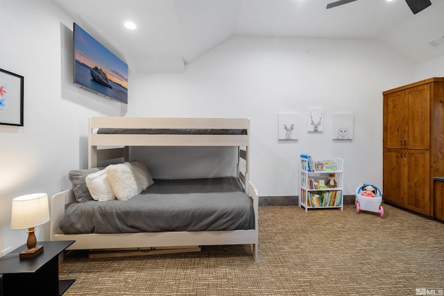 120 W Willis Ln, Reno, NV 89511 - bedroom with lofted ceiling, a ceiling fan, and recessed lighting