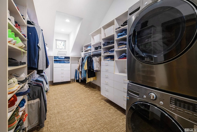120 W Willis Ln, Reno, NV 89511 - laundry area with stacked washer / drying machine and light carpet