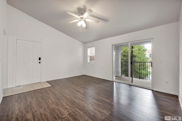 6850 Sharlands Ave Unit A2003, Reno, NV 89523 - unfurnished room with lofted ceiling, ceiling fan, wood finished floors, and baseboards