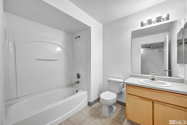 6850 Sharlands Ave Unit A2003, Reno, NV 89523 - full bathroom featuring shower / bathtub combination, toilet, vanity, tile patterned floors, and baseboards