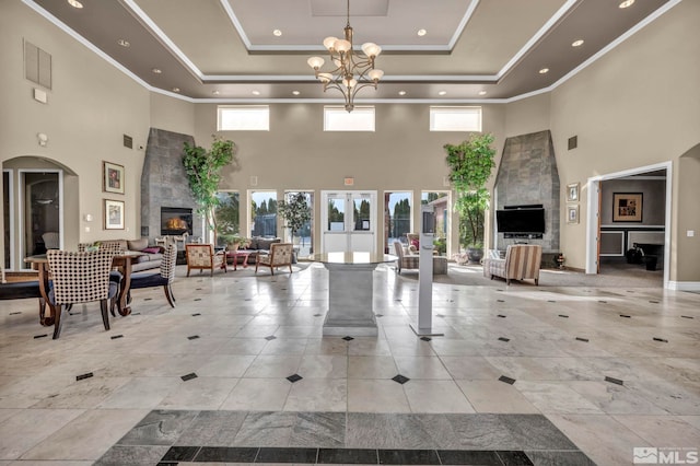 6850 Sharlands Ave Unit A2003, Reno, NV 89523 - lobby featuring a towering ceiling, recessed lighting, and crown molding