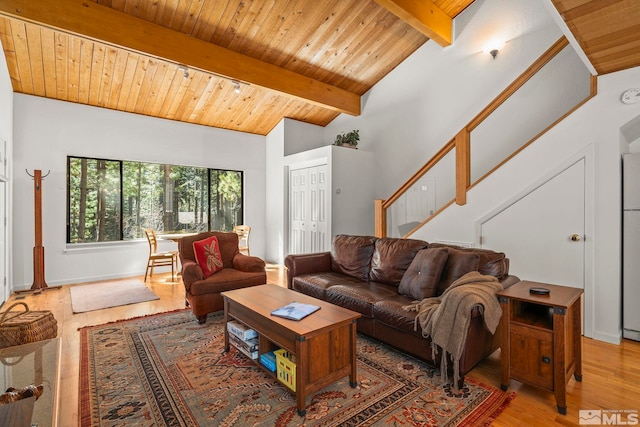 123 Juanita Dr Unit 2, Incline Village, NV 89451 - living room with light wood-style flooring, wood ceiling, stairs, and baseboards