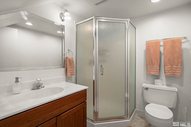 123 Juanita Dr Unit 2, Incline Village, NV 89451 - bathroom with a stall shower, vanity, toilet, and recessed lighting