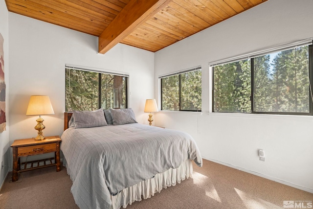 123 Juanita Dr Unit 2, Incline Village, NV 89451 - carpeted bedroom featuring multiple windows, wooden ceiling, and beam ceiling