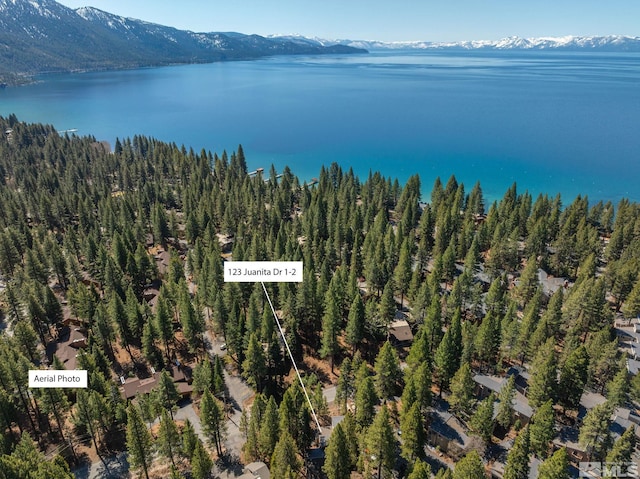 123 Juanita Dr Unit 2, Incline Village, NV 89451 - drone / aerial view of a water and mountain view and a heavily wooded area