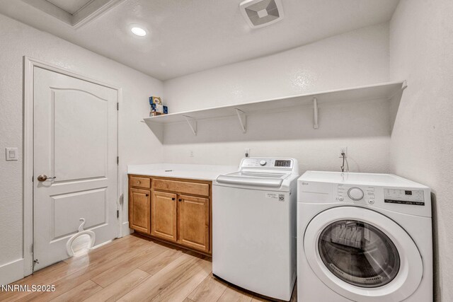 1144 Spruce Meadows Dr, Sparks, NV 89441 - washroom with light wood-style flooring, independent washer and dryer, cabinet space, and recessed lighting