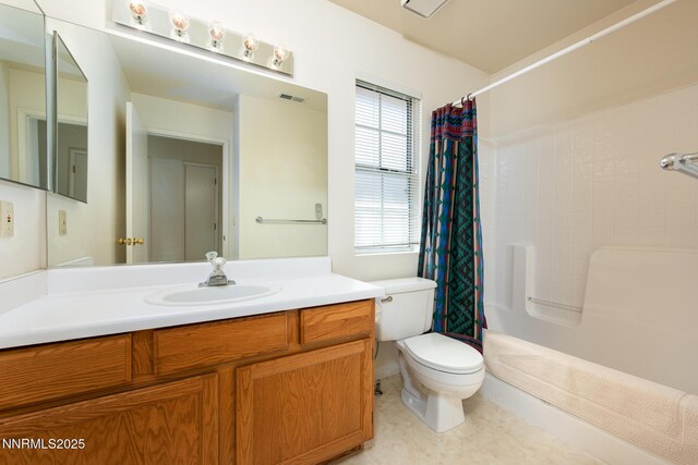 1774 Evergreen Ct, Minden, NV 89423 - bathroom featuring vanity, shower / bath combo, and tile patterned floors