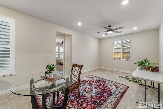 1023 Carico Valley Pl, Sparks, NV 89441 - office with a ceiling fan, healthy amount of natural light, recessed lighting, and baseboards