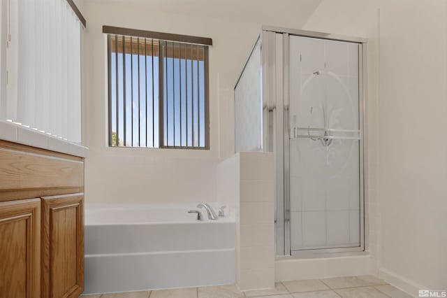 2761 Cheshire, Reno, NV 89523 - full bath with healthy amount of natural light, a shower stall, a bath, and tile patterned flooring