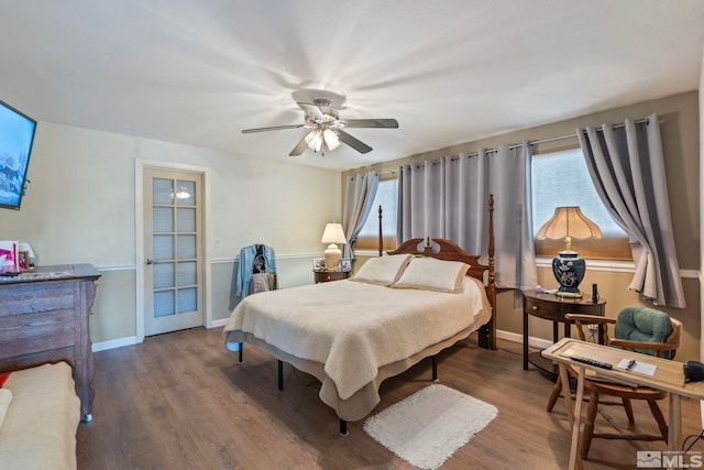 2640 Emily St, Reno, NV 89503 - bedroom with wood finished floors, a ceiling fan, and baseboards