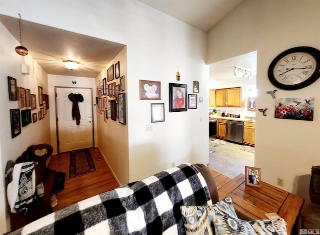 495 Burntwood St, Fallon, NV 89406 - hallway with light wood-style floors and lofted ceiling