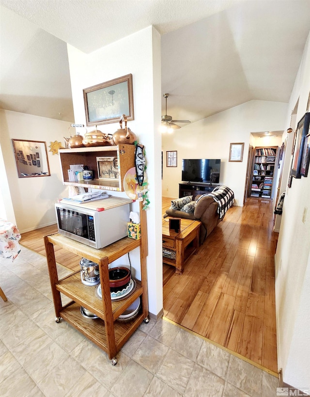 495 Burntwood St, Fallon, NV 89406 - living area with vaulted ceiling and ceiling fan