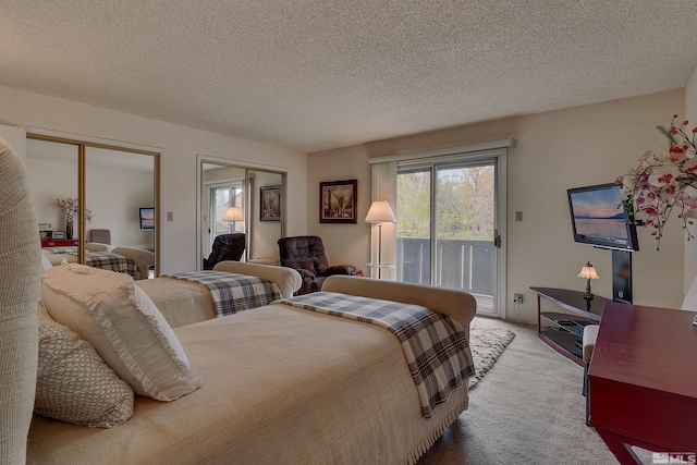2103 Chicory Way, Reno, NV 89509 - bedroom with access to exterior, light carpet, two closets, and a textured ceiling