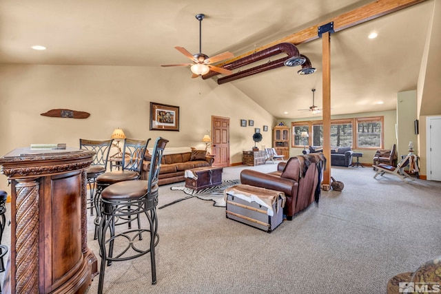16375 Callahan Rd, Reno, NV 89511 - living room featuring a ceiling fan, carpet floors, and recessed lighting