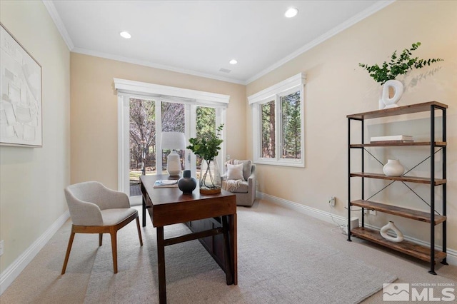 5680 Lausanne Dr, Reno, NV 89511 - carpeted office with baseboards, recessed lighting, and ornamental molding