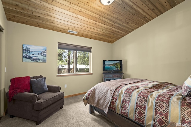 877 Northwood Blvd Unit 2, Incline Village, NV 89451 - bedroom with carpet, vaulted ceiling, wooden ceiling, and baseboards
