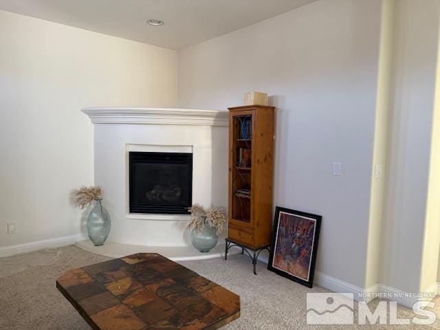 1769 La Cita Way, Minden, NV 89423 - living area with carpet floors, a glass covered fireplace, and baseboards