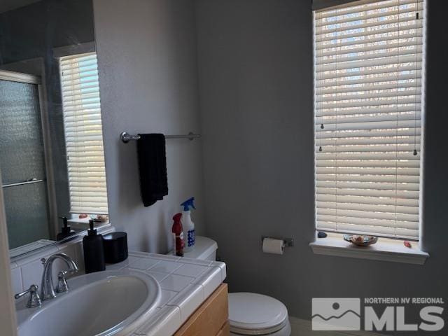 1769 La Cita Way, Minden, NV 89423 - bathroom with toilet, a shower with shower door, and vanity