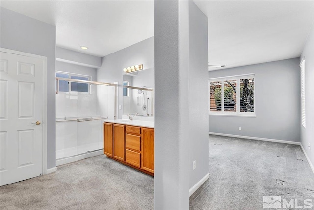2140 Avella Dr, Sparks, NV 89434 - full bath with a stall shower, carpet floors, vanity, and baseboards