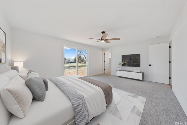 1309 Raeline Ln, Minden, NV 89423 - bedroom featuring light colored carpet, ceiling fan, and baseboards