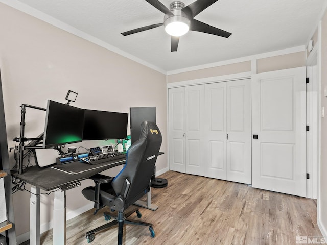 989 Tahoe Blvd Unit 91, Incline Village, NV 89451 - office with ceiling fan, light wood-style floors, crown molding, and baseboards