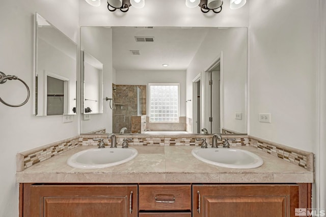 6647 Fabric Dr, Sparks, NV 89436 - bathroom featuring a shower stall and double vanity
