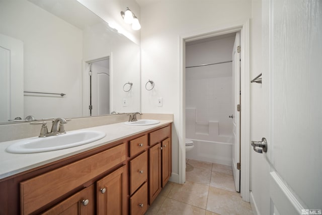 2575 Piero Ct, Sparks, NV 89434 - full bathroom with double vanity, tile patterned flooring, toilet, and bathing tub / shower combination