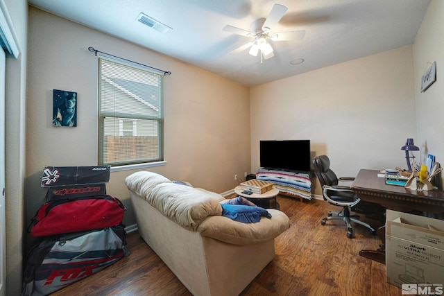 166 Oakridge Dr, Dayton, NV 89403 - home office with wood finished floors and a ceiling fan