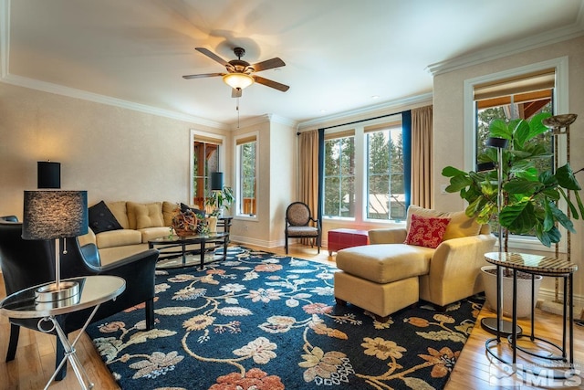 2143 The Back Rd, Glenbrook, NV 89413 - living area featuring wood finished floors, ceiling fan, and crown molding