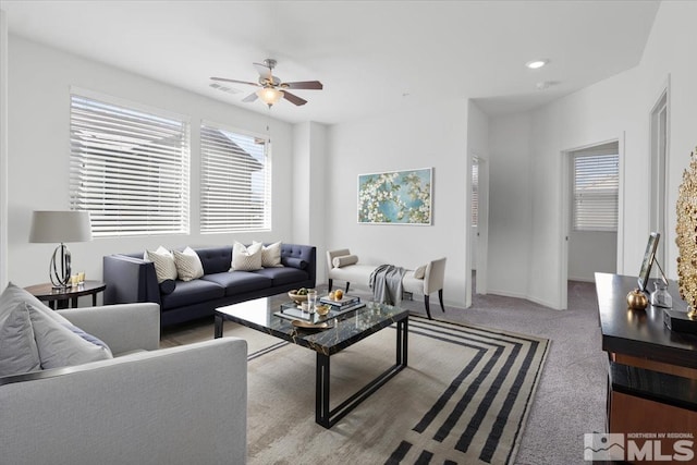 6742 Peppergrass Dr, Sparks, NV 89436 - living area with ceiling fan, carpet flooring, baseboards, and recessed lighting