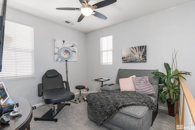 450 Ruffian Ct, Reno, NV 89521 - sitting room featuring baseboards, ceiling fan, and carpet