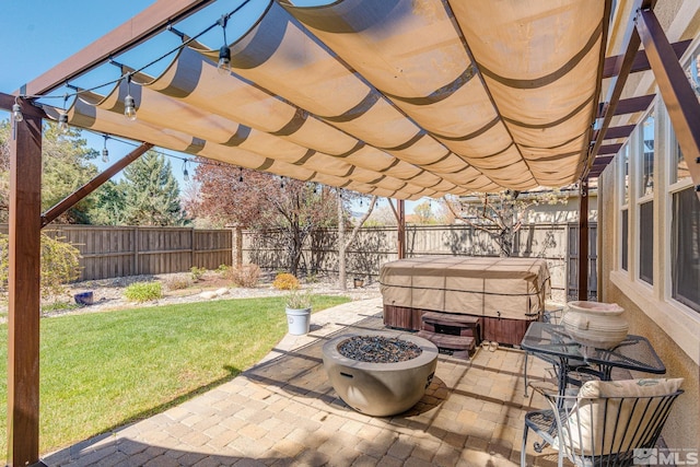 450 Ruffian Ct, Reno, NV 89521 - view of patio featuring a hot tub and a pergola