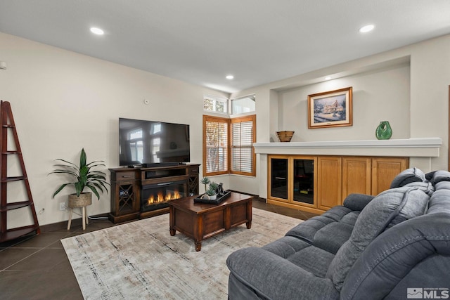 2116 Frisco Way, Sparks, NV 89434 - tiled living area with a glass covered fireplace and recessed lighting