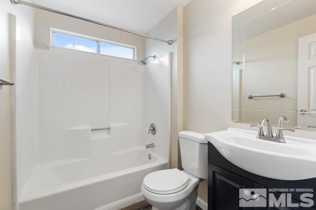 68 Zircon Dr, Reno, NV 89521 - bathroom with toilet, vanity, and shower / bathtub combination
