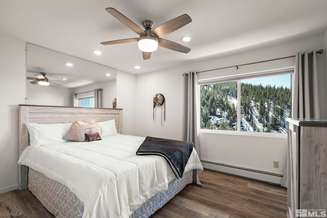 400 Fairview Blvd Unit 86, Incline Village, NV 89451 - bedroom featuring baseboard heating, recessed lighting, wood finished floors, and ceiling fan