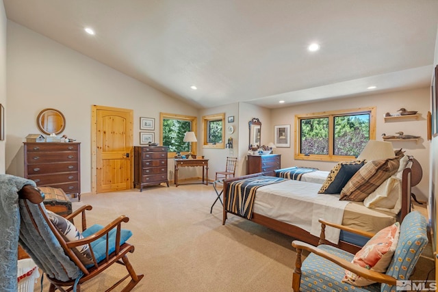 180 Nottingham Ct, Reno, NV 89511 - bedroom with recessed lighting, light colored carpet, and vaulted ceiling