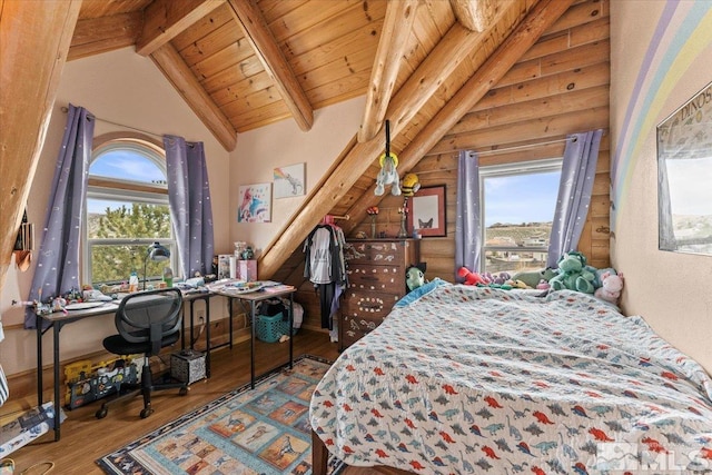 8705 Spearhead Way, Reno, NV 89506 - bedroom with wood finished floors, multiple windows, a desk, and wood ceiling