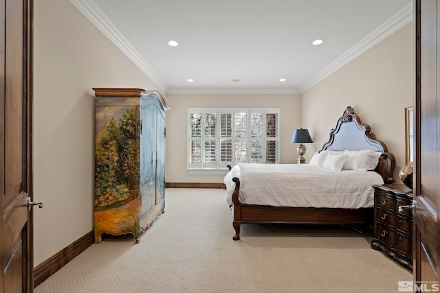 6554 Champetre, Reno, NV 89511 - bedroom with light carpet, recessed lighting, baseboards, and ornamental molding