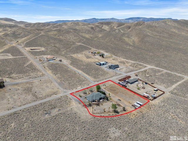 1974 Spring Rd, Fernley, NV 89408 - view of rural area featuring a desert landscape, property boundaries highlighted, and a mountain backdrop