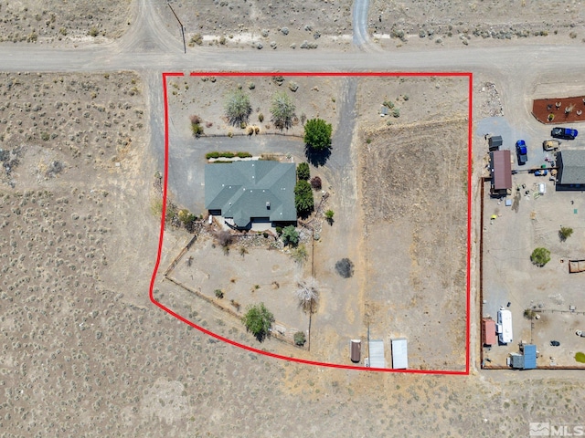 1974 Spring Rd, Fernley, NV 89408 - overview of rural landscape featuring property parcel outlined and a desert landscape
