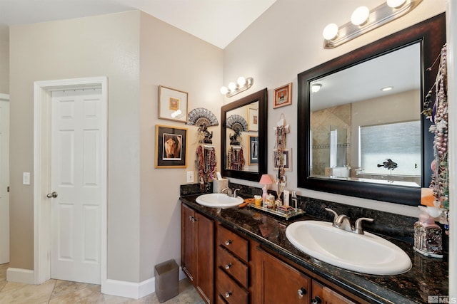 1367 Porter Dr, Minden, NV 89423 - bathroom with double vanity, tile patterned flooring, and baseboards