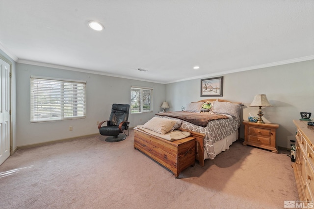 951 Riverview Dr, Gardnerville, NV 89460 - carpeted bedroom featuring ornamental molding, baseboards, and recessed lighting