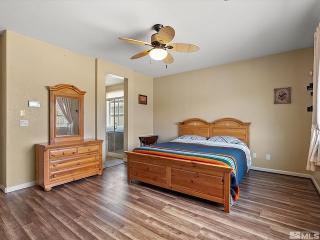 7730 Opal Blf, Reno, NV 89506 - bedroom featuring wood finished floors, baseboards, ensuite bath, and ceiling fan