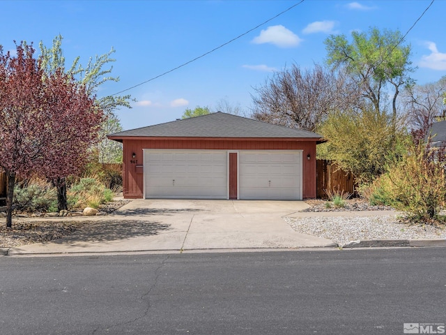view of detached garage