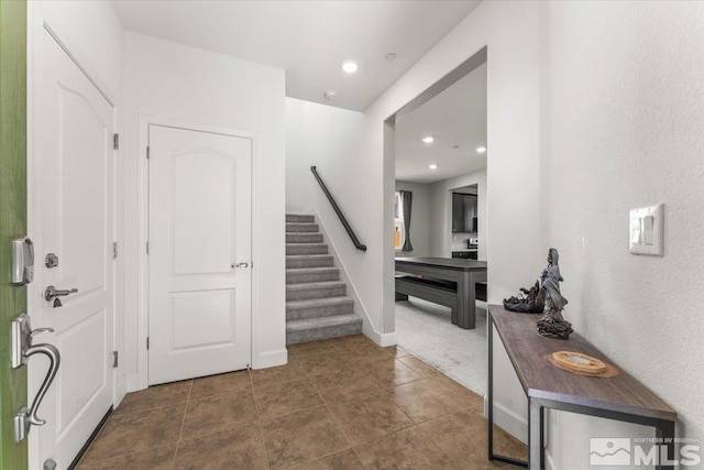3204 Constantine Dr, Sparks, NV 89434 - entrance foyer featuring stairway, carpet flooring, recessed lighting, and baseboards