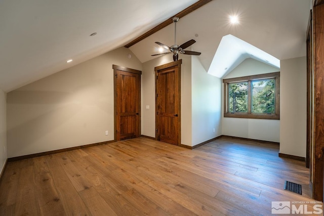 534 Headwaters Way, Carson City, NV 89705 - additional living space featuring lofted ceiling, ceiling fan, hardwood / wood-style flooring, and baseboards