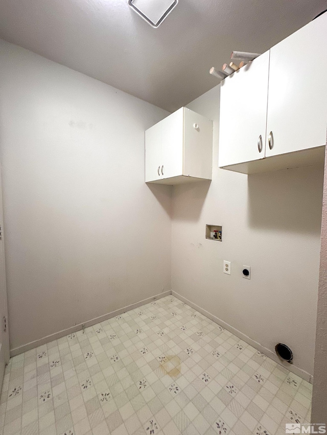 2621 Fanto Ct, Sparks, NV 89431 - washroom featuring cabinet space, electric dryer hookup, light flooring, hookup for a washing machine, and baseboards