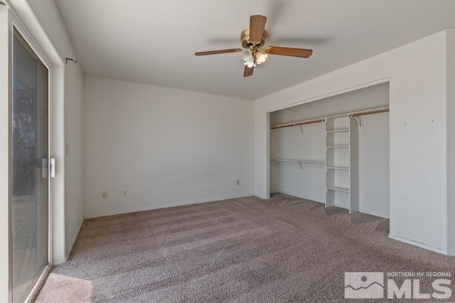 95 Hunter Park Way, Fallon, NV 89406 - unfurnished bedroom featuring carpet floors, ceiling fan, and a closet